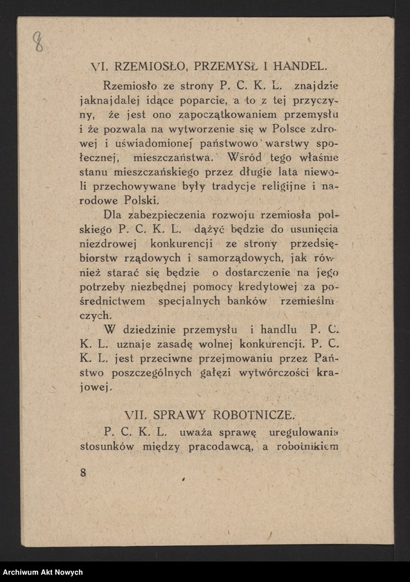 image.from.unit.number "Polskie Centrum Katolicko-Ludowe. Odezwa, program, zestawienie wydatków (maszynopisy, broszurka); patrz t.1709"