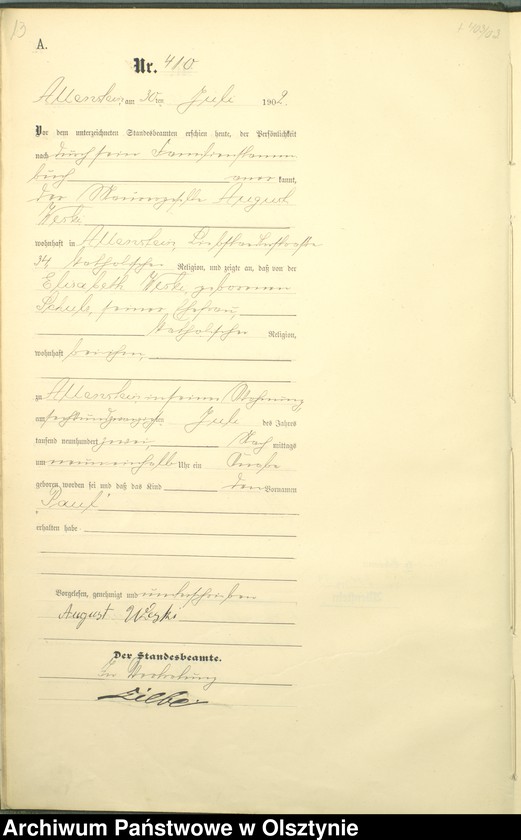 image.from.unit.number "Geburts-Haupt-Register Tom II,Nr 400 - 746"