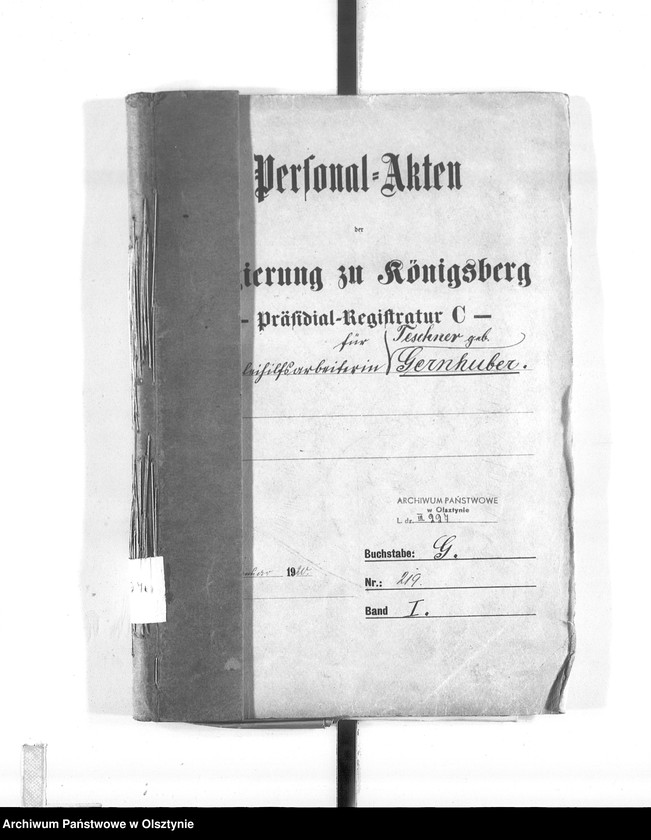 image.from.unit.number "Personal-Akten für Kanzleihilfsarbeiterin Teschner geb. Gernhuber [Liesbeth]"