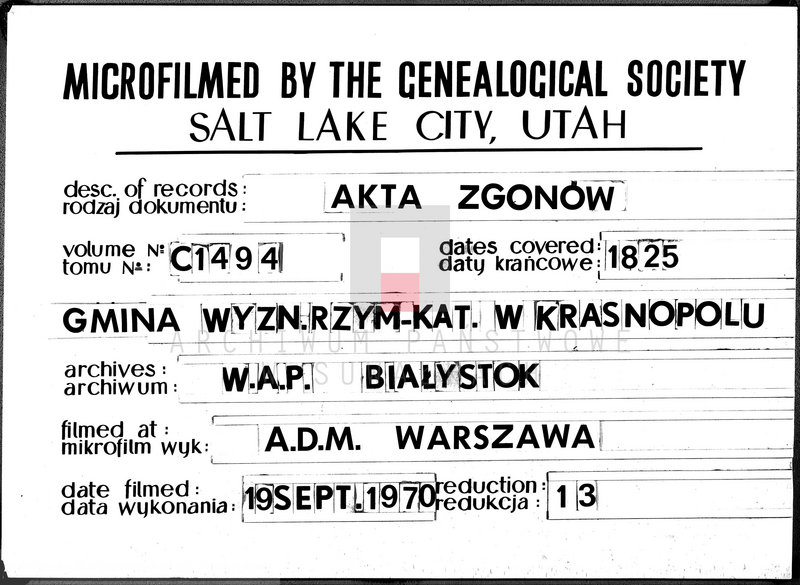 image.from.unit.number "Akta Zeszłych Gminy Krasnopolskiey Powiatu Seyneńskiego od 1-go Stycznia 1825. Województwo Augstowskie."