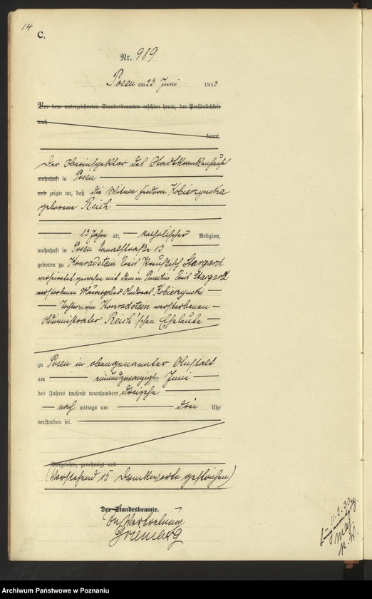 Obraz 16 z jednostki "Księga miejscowa zgonów tom III [Rejestr główny zgonów]"