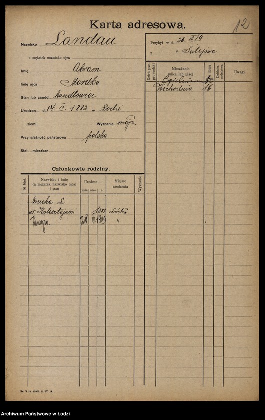 Obraz 14 z jednostki "[Spis ludności Łodzi] Landau - Landman"
