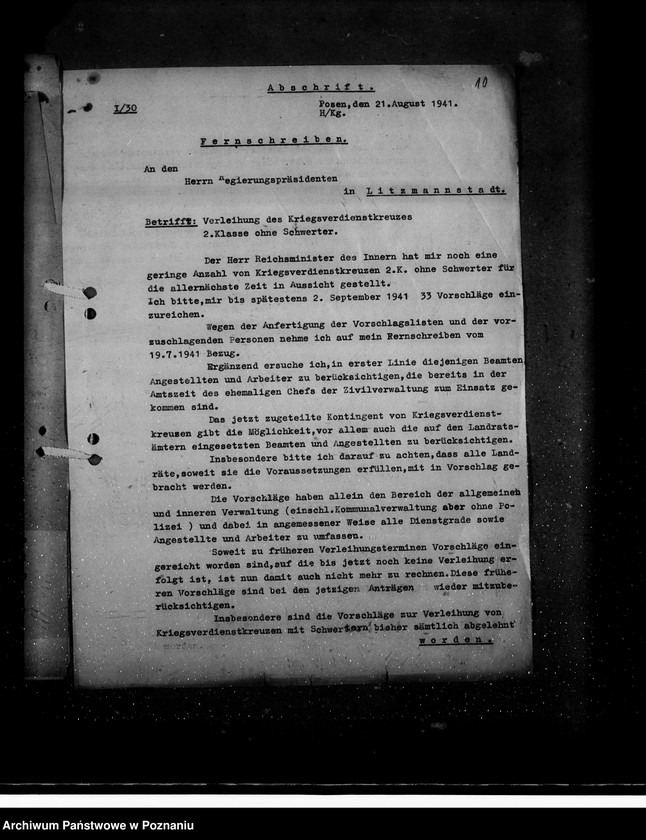 Obraz 14 z jednostki "Kriegsverdienstkreuze- Regierungspräsident Litzmannstadt (Łódź)"