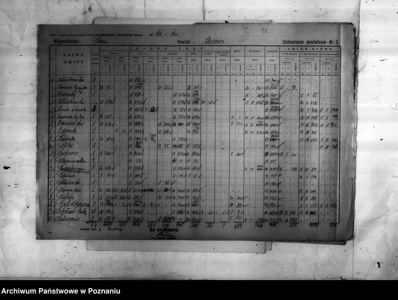 Obraz 14 z jednostki "/Statystyka produkcji rolnej - zestawienie ogólne z powiatu chodzieskiego"