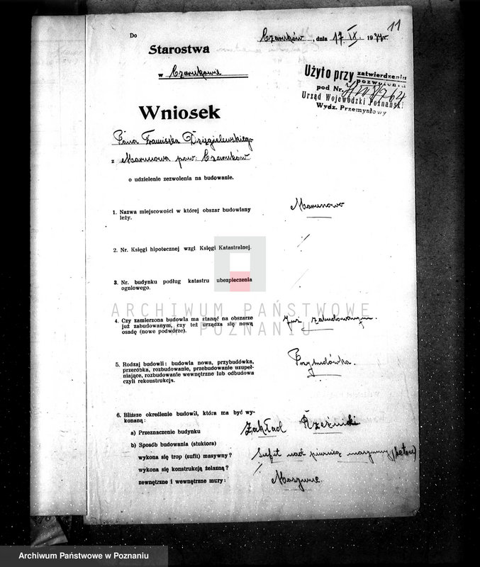 Obraz 15 z jednostki "Zatwierdzenie zakładu przemysłowo /rzeźni/ Far. Dzięgielewski w Marunowie pow. czarnkowski"