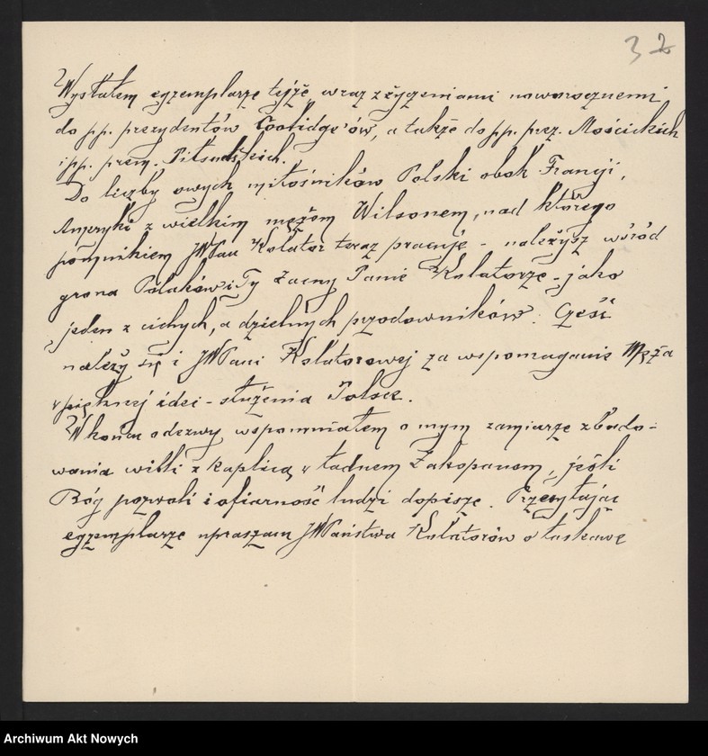 Obraz 5 z jednostki "Wolski Bartłomiej (ksiądz); Załączniki: a) "Memory for the generous nation of America..."; b) "Pamiątka dla ofiarnej Polonii Amerykańskiej..."; c) prospekt (3 egz.); L.13; brak s.29,36-37"