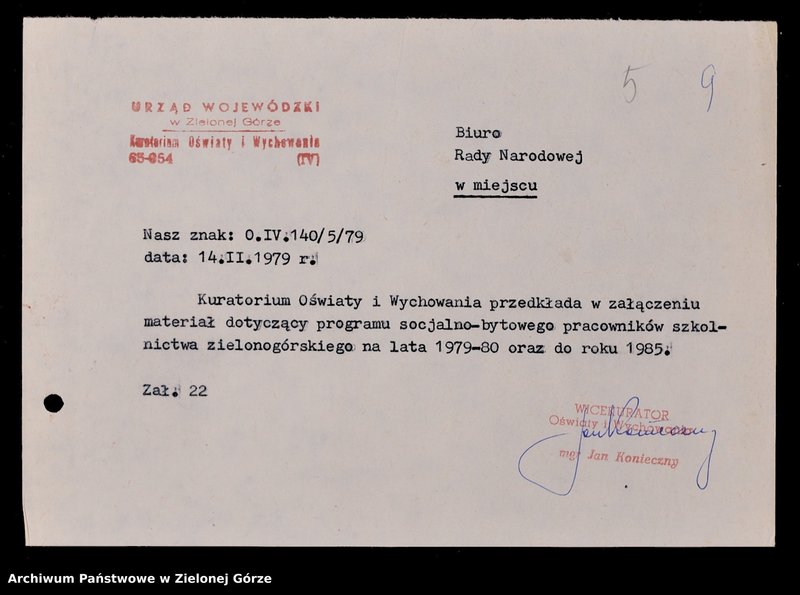 image.from.unit.number "Protokóły z posiedzeń Komisji Wychowania, Oświaty i Kultury Wojewódzkiej Rady Narodowej w Zielonej Górze; Nr 19 - 24"