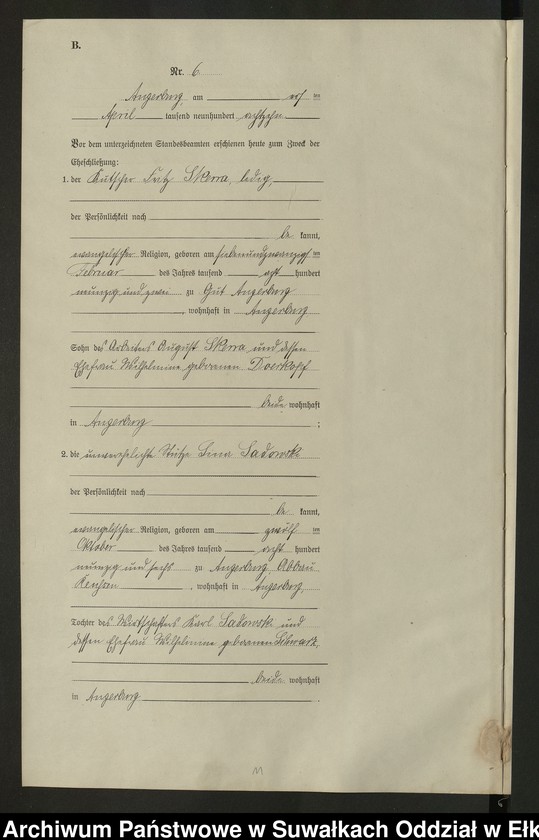 image.from.unit.number "B2. Heirats - Register (Neben - Register) Standesamt Angerburg einschl. der Bezirke Prinowen, Gr. Strengeln, Kehlen und Prinowen Kreis Angerburg"
