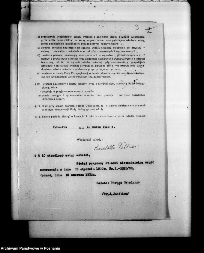 Obraz 6 z jednostki "Prywatna Szkoła Powszechna z niemieckim językiem nauczania w Pakosławiu powiat Rawicz"