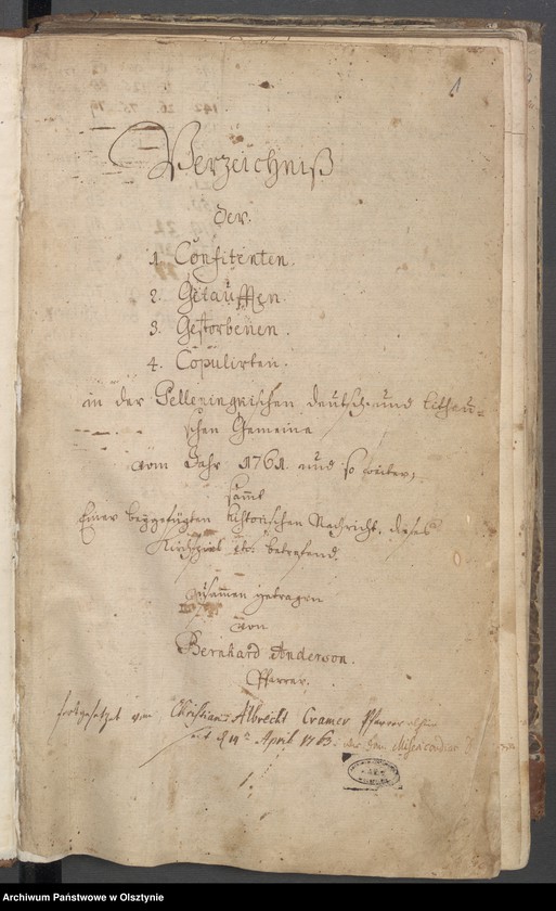 image.from.unit.number "Verzeichniss der Confitenten, Getauften, Gestorbenen und Getrauten"