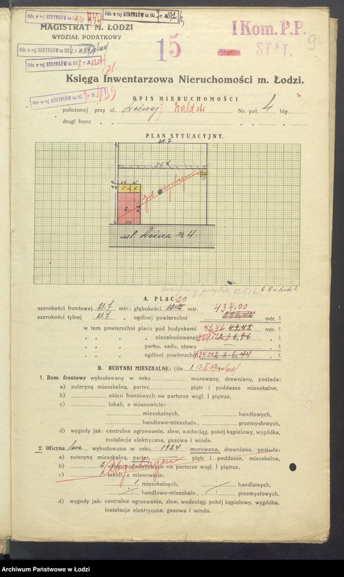 Obraz 11 z jednostki "Księga inwentarzowa nieruchomości m. Łodzi ul. Leśna"