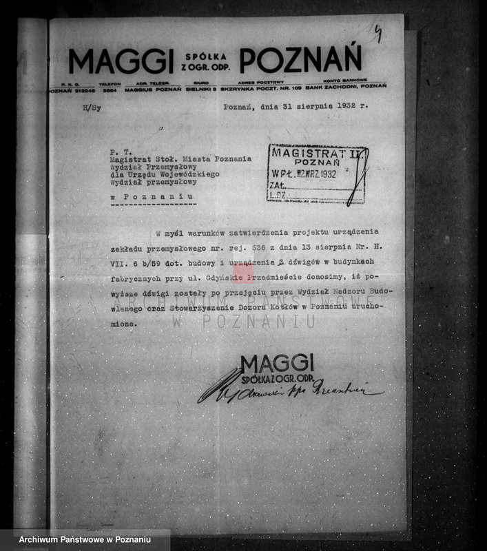 Obraz 8 z jednostki "Zatwierdzenie projektu firmy "Maggi" Spółka z o. o. w Poznaniu nr 536"