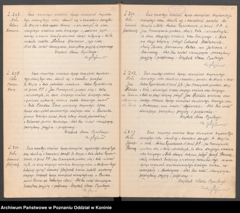 Obraz 9 z kolekcji "Akta zgonów zabitych i zmarłych ofiar bombardowania w Kole w dniu 2 września 1939 r.111"
