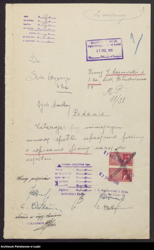 Obraz 3 z jednostki "Icek Łaznowski, Cyrla Edelbaum- sprzedaż odpadków bawełnianych"