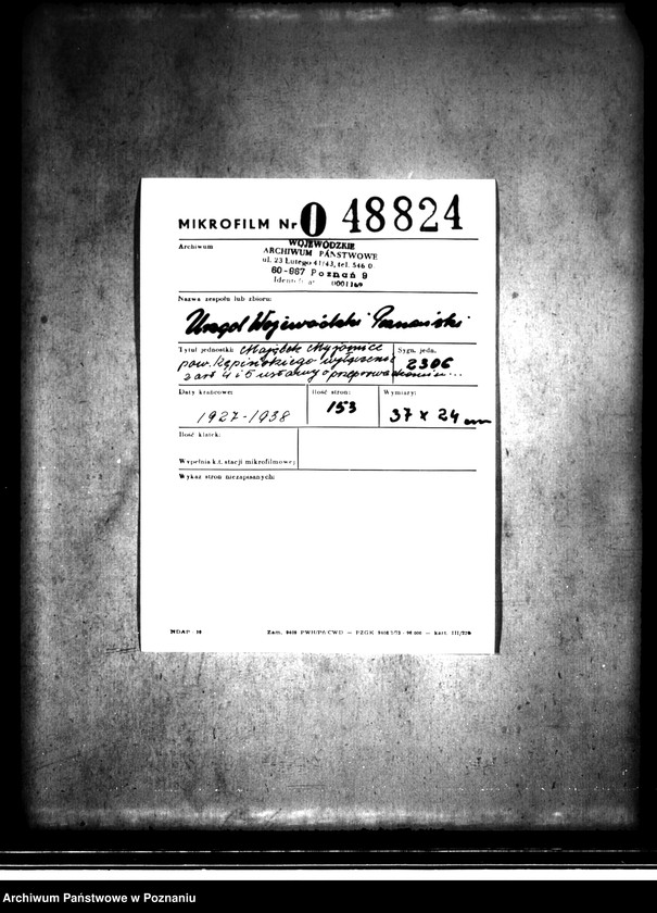 Obraz 2 z jednostki "Majątek Myjomice powiatu kępińskiego wyłączenie z art. 4,5 ustawy o przeprowadzeniu reformy rolnej"