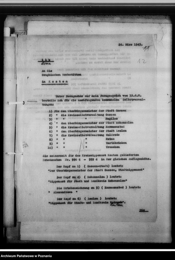 Obraz 16 z jednostki "[Sprawy związane z organizacja i działalnością Miejskiego Urzędu do Spraw Genealogicznych w Lesznie]"