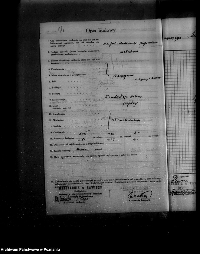 Obraz 20 z jednostki "/Rozbudowa mleczarni w Rawiczu/"