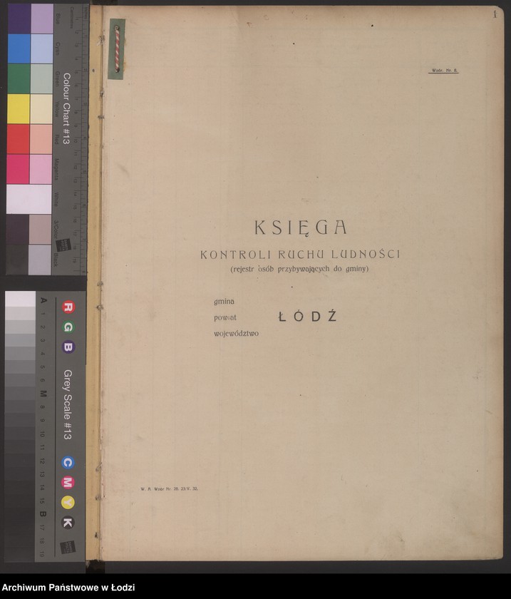 Obraz 4 z jednostki "Księga kontroli ruchu ludności (rejestr osób przybywających do gminy) Łódź, komisariat XIII, nr 1-1466, nr 1-1559"