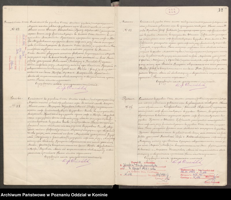 Obraz 14 z jednostki "Księga akt urodzeń, małżeństw, zgonów Parafia Rzymskokatolicka Osiek Wielki [za] rok 1909"