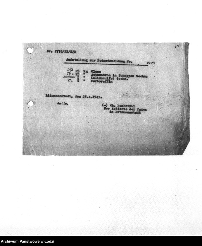 Obraz 13 z jednostki "Bedarfsmeldungen [Skierowane do GV zapotrzebowania na surowce, materiały, narzędzia, maszyny itp. potrzebne resortom pracy do produkcji; zamówienia żywności, lekarstw]"