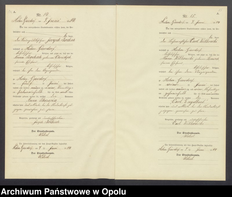 image.from.unit.number "Geburts-Neben-Register Standesamts Hohen-Giersdorf pro 1894"