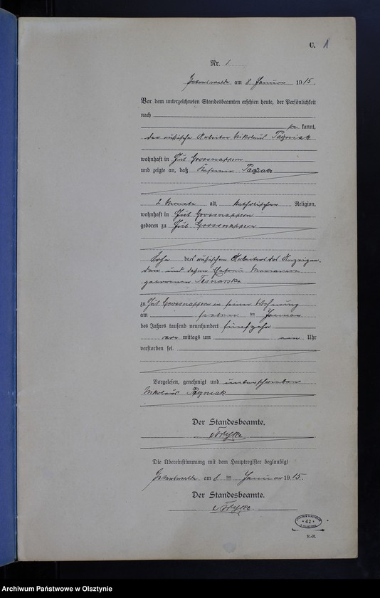 Obraz 3 z jednostki "Sterbe-Haupt-Register Nr 1 - 40"