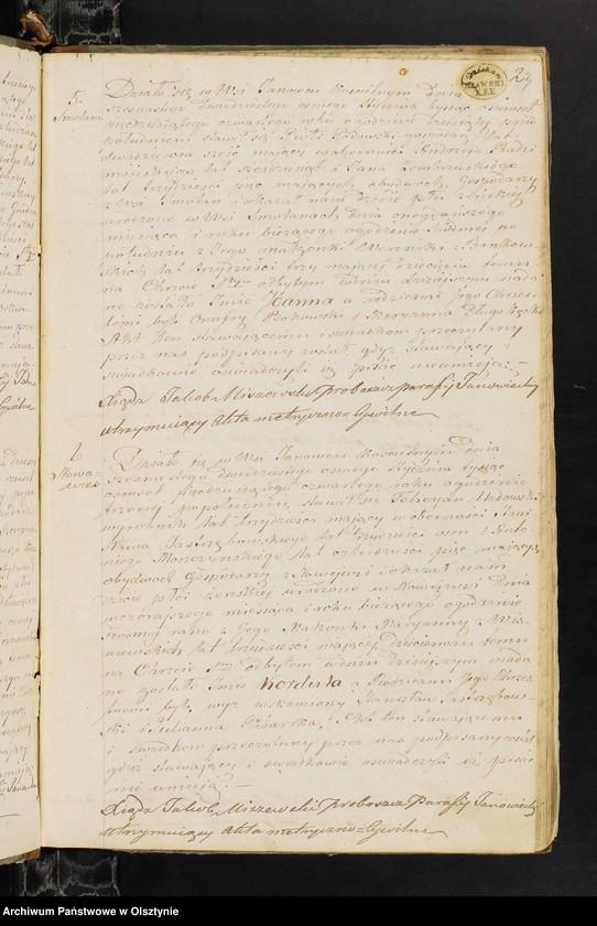 image.from.unit.number "Duplikat Parafii Janowieckiej w Powiecie Mławskim Gubernii Płockiej na rok 1854"