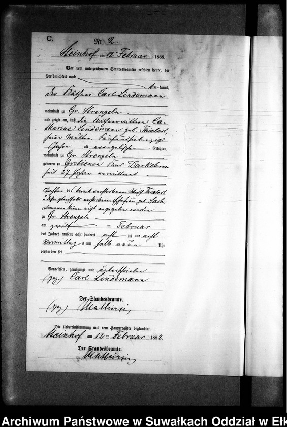 image.from.unit.number "Sterbe-Neben-Register des Preussischen Standes-Amtes Gr. Strengeln Kreis Angerburg"