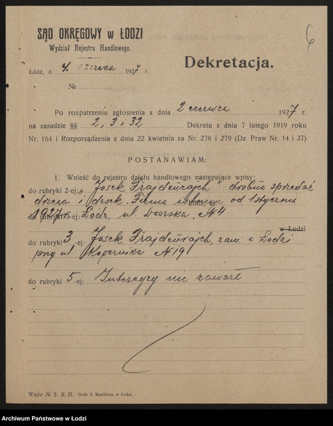 Obraz 8 z jednostki "Josek Frajdenrajch- drobna sprzedaż drzewa i desek"