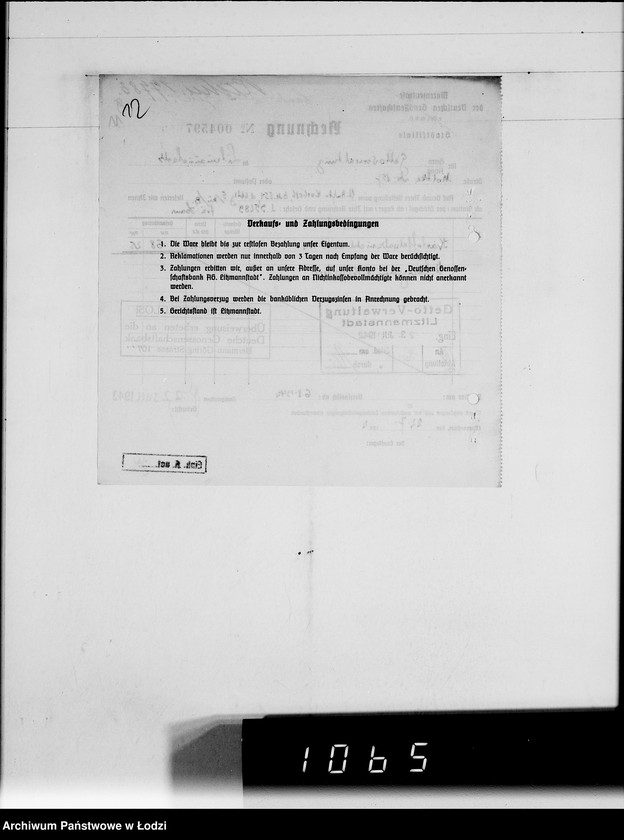 Obraz 16 z jednostki "Landwirtschaft-Zentralgenossenschaft.G.m.b.H.Rechnungen. [za dostawy towarów dla Getta]"