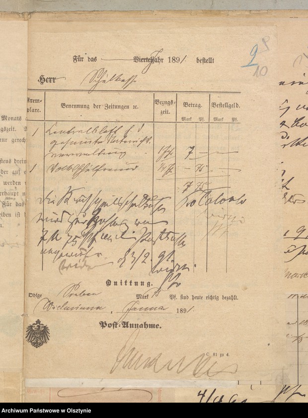 image.from.unit.number "Einnahme und Ausgabe Beläge der Kirchspiels Schulkasse in Widminnen"