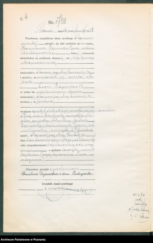 Obraz 6 z jednostki "Księga miejscowa zgonów tom IV [Rejestr główny zgonów]"