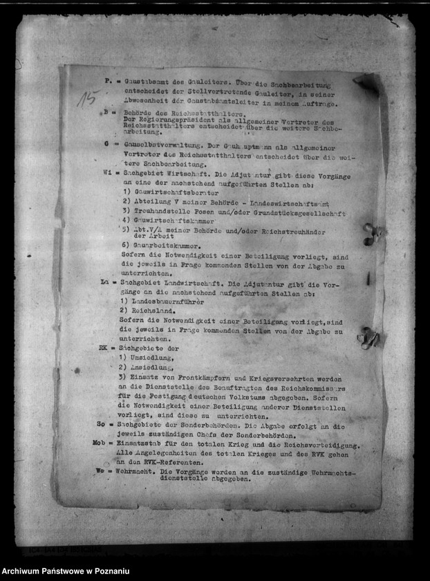 Obraz 19 z jednostki "Unterbringung der Behörden. Einrichtung der Dienststrafkammer. Förderrung des Baues von Baracken. Organisation des Gestapo."
