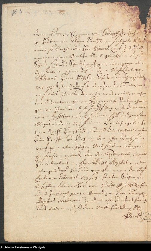 image.from.unit.number "In S. [Sachen] Gottfried von Schönaich Obristliet. [Obristlieutenant] Christoph Henrich von Gersdorff, Verweser zu Neidenburg [Nidzica], wegen Bier, und Brandtwein Schanks in Klein Lentzko [Mały Łęck]"