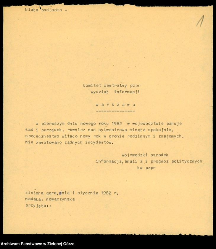 image.from.unit.number "Teleksy z KW do KC, 1 styczeń - 29 styczeń 1981"