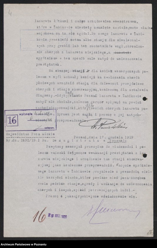 Obraz 6 z jednostki "Ministerstwo byłej Dzielnicy Pruskiej - Departament Zdrowia Publicznego. Akta w sprawie: Lecznic dla chorych wenerycznie kobiet [korespondencja]"