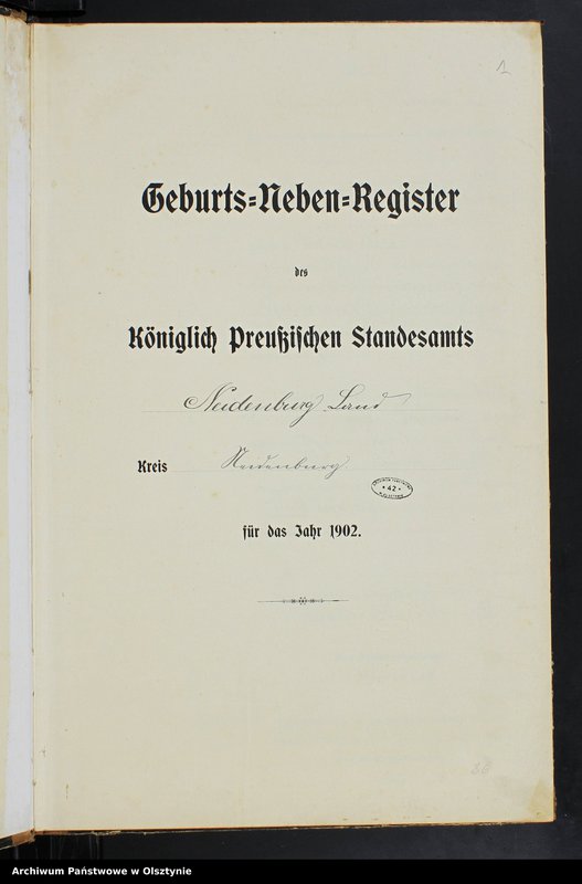 Obraz 3 z jednostki "Geburts-Neben-Register Nr 1 - 108"