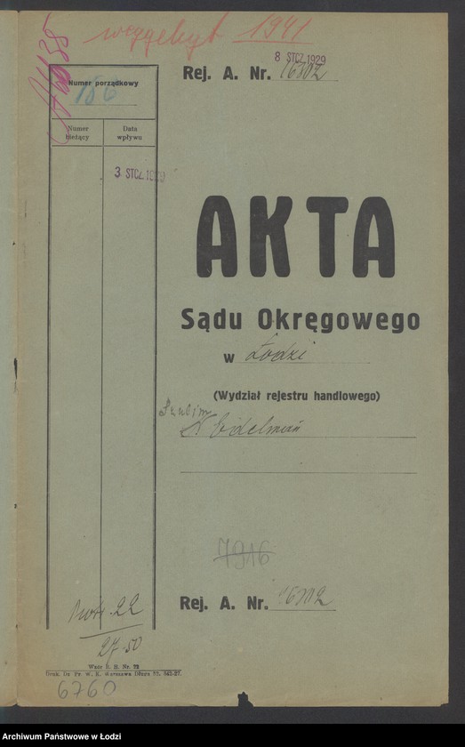 Obraz 2 z jednostki "Szulim Edelman – sprzedaż mat. introligatorskich"