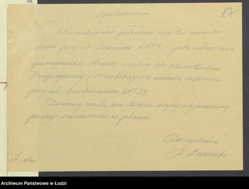 Obraz 19 z jednostki "Księga inwentarzowa nieruchomości m. Łodzi ul. Legionów"