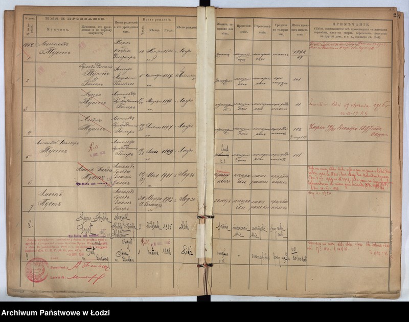 Obraz 17 z jednostki "[Księga ludności stałej m. Łodzi guberni piotrkowskiej nr domu 1352-1357]"