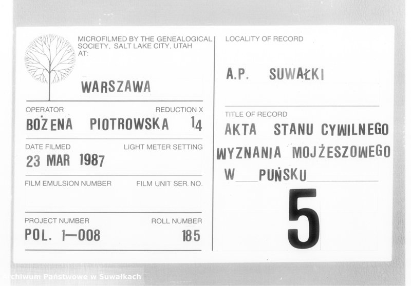 image.from.unit.number "Dowody do akt Ślubnych wyznania mojżeszowego Okręgu Bożniczego Puńsk z roku 1867"