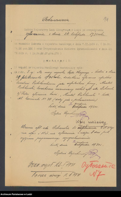 Obraz 16 z jednostki "Mendel Wolf Piotrkowski- wyrób i sprzedaż trykotaży"