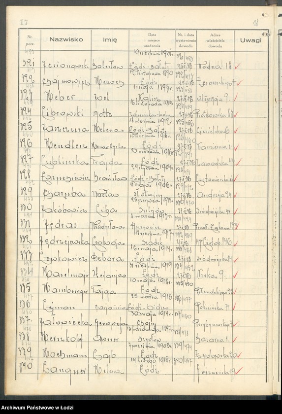 image.from.unit.number "Ewidencja dowodów osobistych wydanych przez Zarząd Miejski w Łodzi, zespół nr 3 [- nazwiska na litery Ch, H, I, J, L, Ł]"