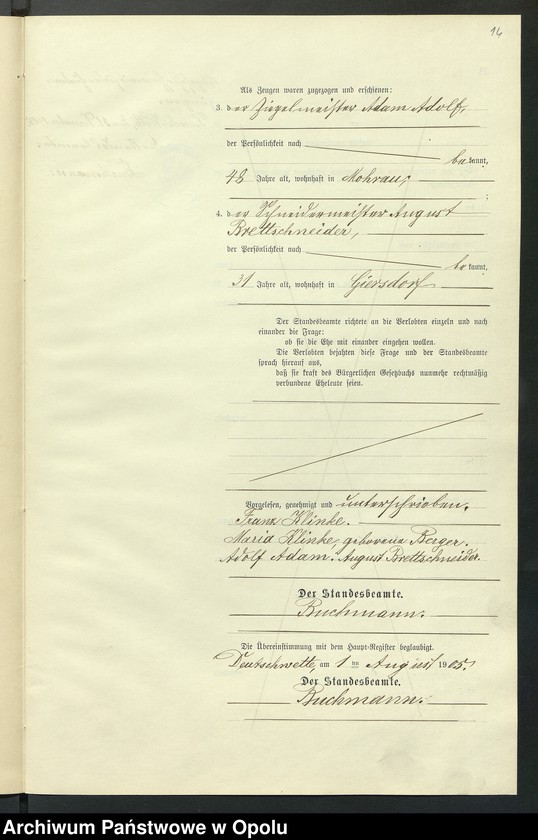 Obraz 18 z jednostki "Heiraths-Neben-Register des Standesamts Deutsch Wette pro 1905"
