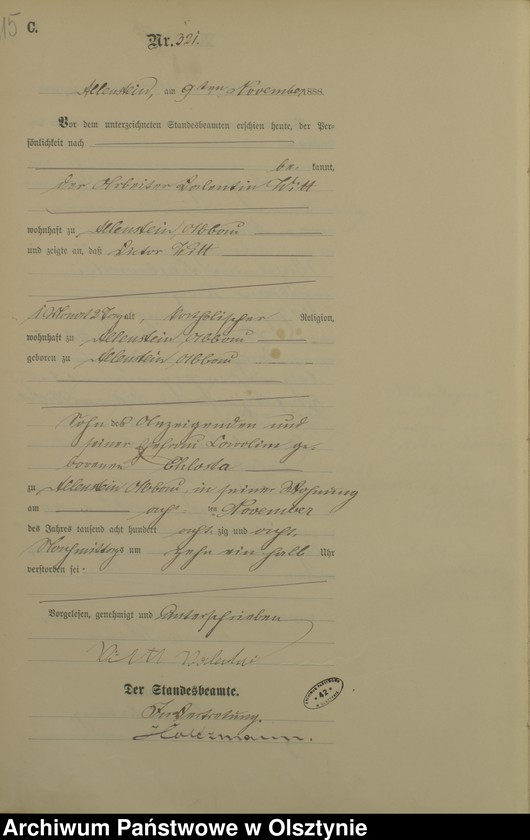 image.from.unit.number "Sterbe-Haupt-Register Tom II,Nr 308 - 394"