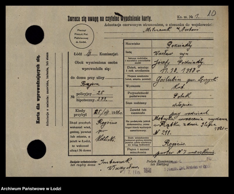 Obraz 12 z jednostki "[Spis ludności Łodzi] Podsadnik-Pokrzywa"