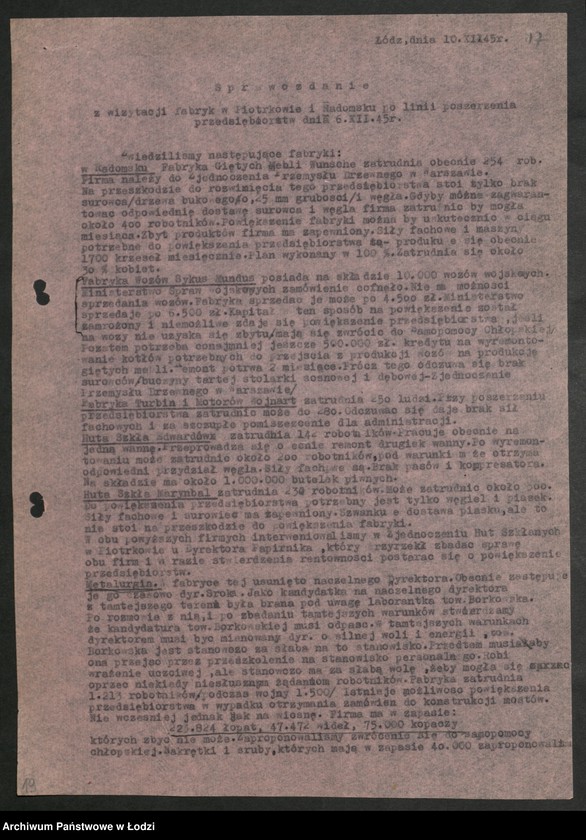 Obraz 18 z jednostki "Sprawozdania instruktorów [przemysłowych Wydziału Przemysłowego Komitetu Wojewódzkiego oraz] komitetów powiatowych i miejskich"