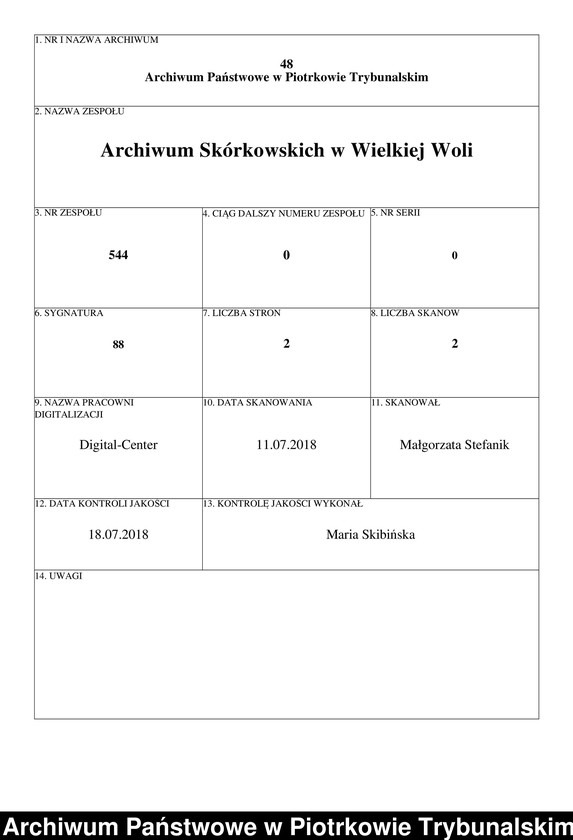image.from.unit.number "Heroldia Królestwa Polskiego - dokument potwierdzający szlachectwo Feliksa Skórkowskiego herbu Jelita"