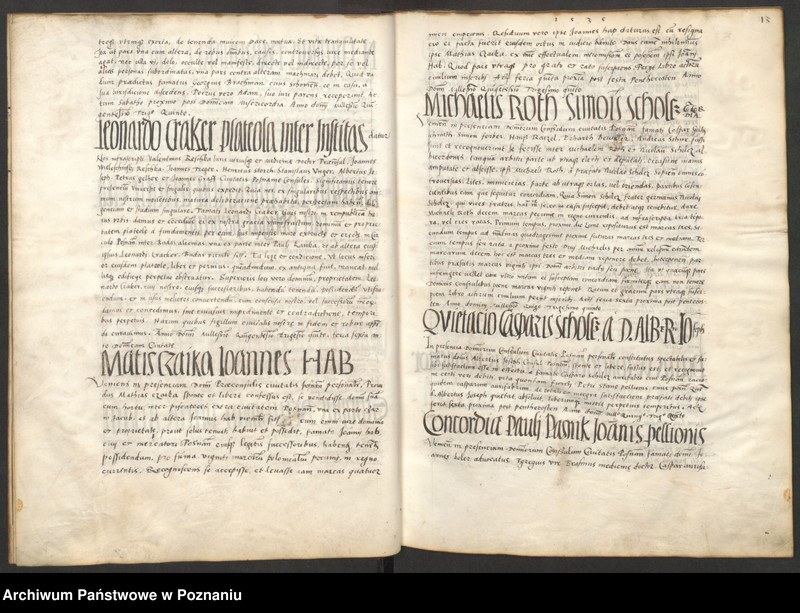 Obraz 18 z jednostki "Liber obligacionum decretorum, quietationum contractuum bona immobilia, summas pecuniaris ac res ad diuturnitatem pertinentes continens coram spectabili consulatu Posnaniensi ...signo A."