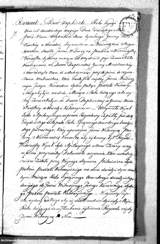 image.from.unit.number "Akta Zaślubionych Gminy Mirosławskiey na Rok 1822"